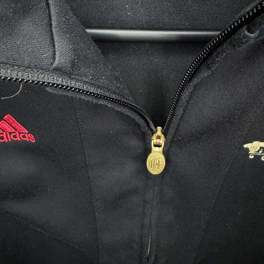 Adidas AC Milan Track Jacket Black Red Stripe Soccer Size Small